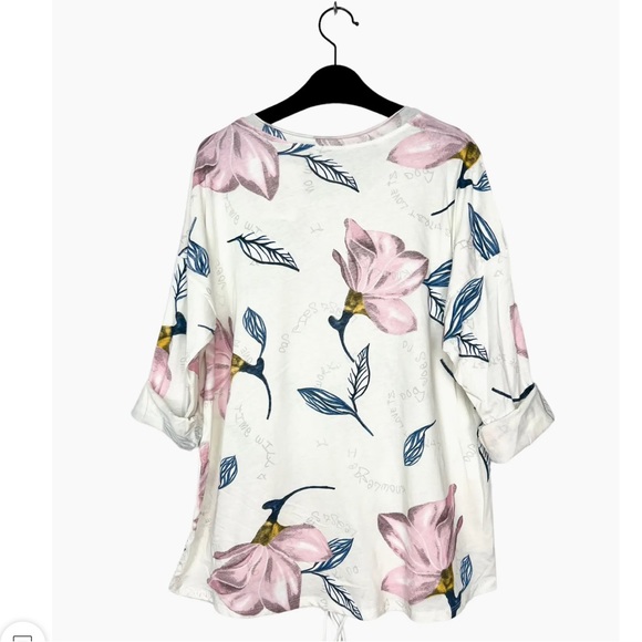 39 MADE IN ITALY FLORAL PATTERN TUNIC TOP - Picture 2 of 2